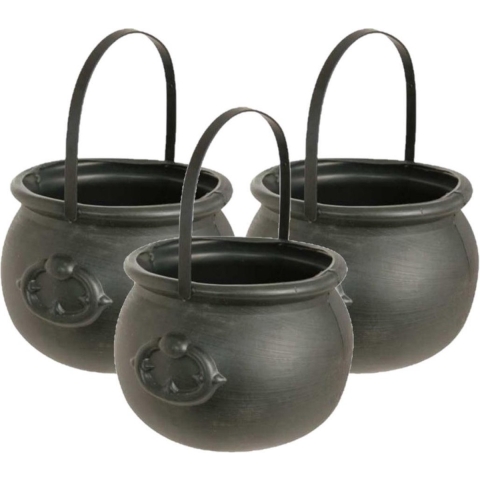 Set van 3x stuks heksenketel/kookpot zwart 15 x 20 cm -