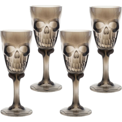 Halloween drinkbeker/kelk - 4x - horror thema - 15 cm - plastic - carnaval/verkleed artikel -