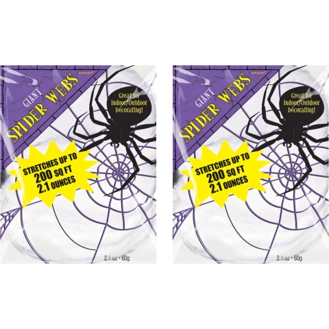 Decoratie spinnenweb/spinrag - 4x - 60 gram - wit - Halloween/horror versiering -