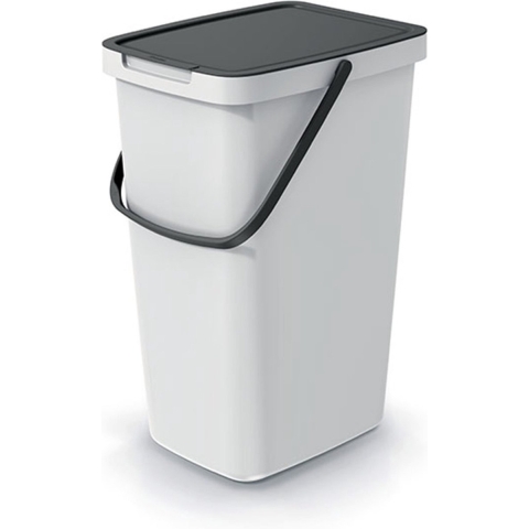 GFT of rest afvalbak - creme wit - 20L - afsluitbaar - 23 x 29 x 45 cm - klepje/hengsel -