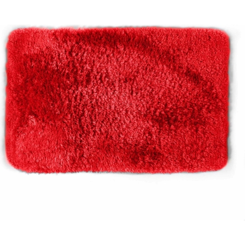 Spirella badkamer vloer kleedje/badmat tapijt - hoogpolig luxe uitvoering - rood - 40 x 60 cm -