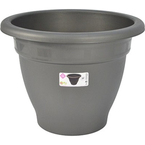 Grijze ronde plantenpot/bloempot kunststof diameter 50 cm -