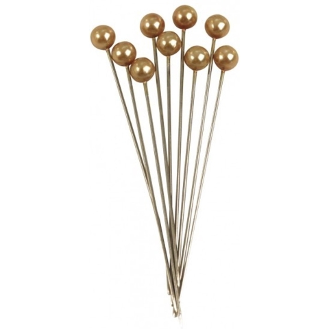 Spelden met parel kop/kopspelden - 6.5 cm - goud - 125x stuks - hobby steekspelden -