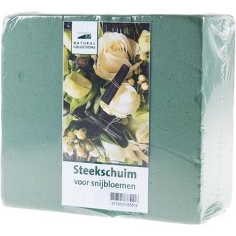 9x blok groen steekschuim/oase - vochtig/nat gebruik - 20 x 7 x 10 cm -