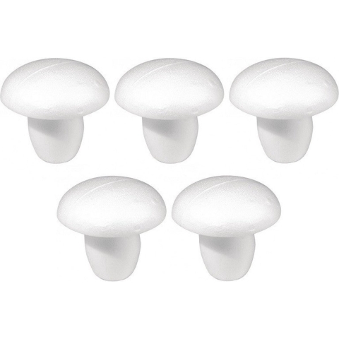Rayher hobby DIY piepschuim paddestoel - 5x - 13 cm - wit - Knutselen - materialen -