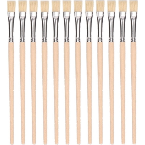 Lijm kwastje - 12x - 17 cm - houten steel - kwast - penseel - lijmkwastje - knutselmateriaal -