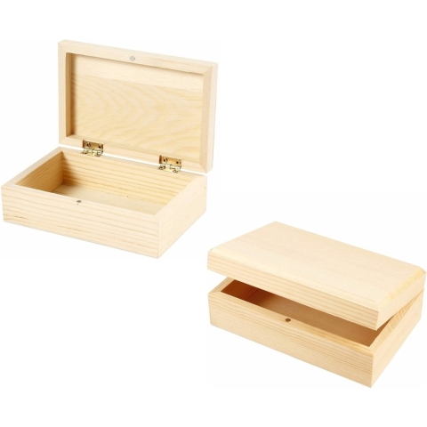 Houten sieradendoos - 4x stuks - dozen/kistjes - 14 x 9 x 5 cm - opberg kistjes - onbedrukt -