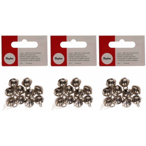 Metalen belletjes van 11 mm - 30x - zilver met oog - hobby/knutsel artikelen -