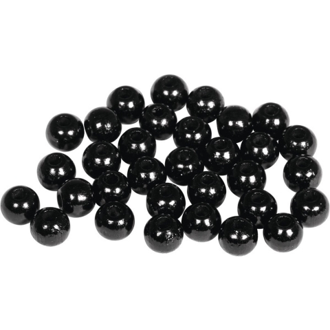 460x zwarte houten kralen 6 mm -