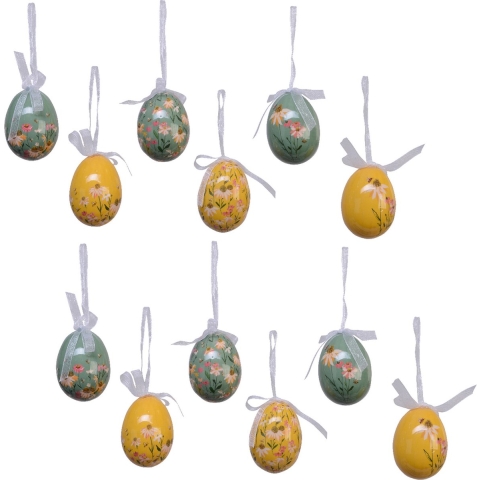 18x stuks decoratie paaseieren hangend - 6 cm - foam -
