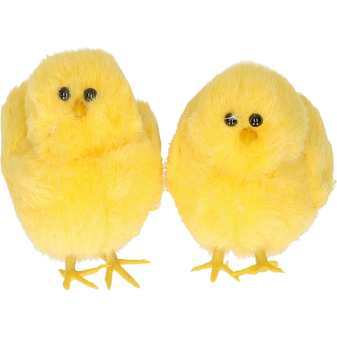 Mini kuikentjes - 12x - geel - pluche - 7,5 cm - Paaskuikentjes -