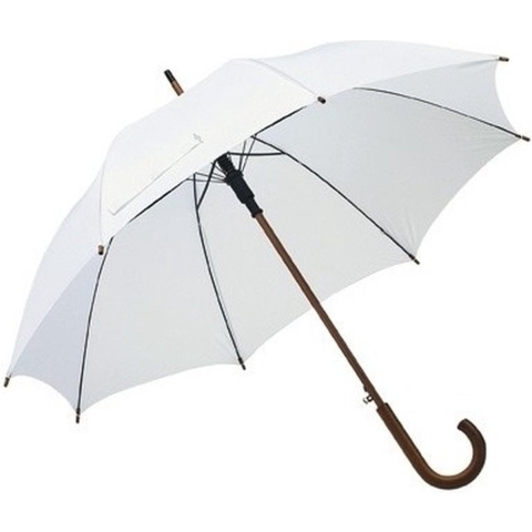 3x Witte paraplus met houten handvat 103 cm -