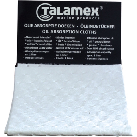 Talamex Olie slurpdoeken olie-absorbeer doeken 46x46 cm 3 stuks, 1 liter vochtopname