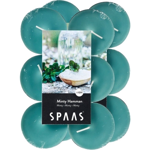 Maxi Geurtheelichtjes/waxinelichtjes - 24x - Minty Hammam - 10 branduren -