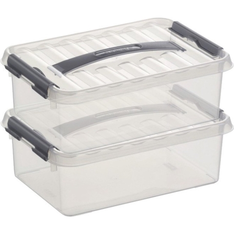 2x sunware q-line opberg box/opbergdoos - 4 liter - 30 x 20 x 10 cm - kunststof - transparant -