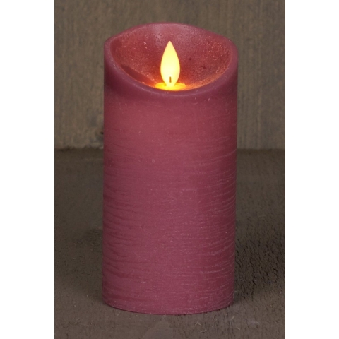 2x Antiek roze LED kaars / stompkaars met bewegende vlam 15 cm -