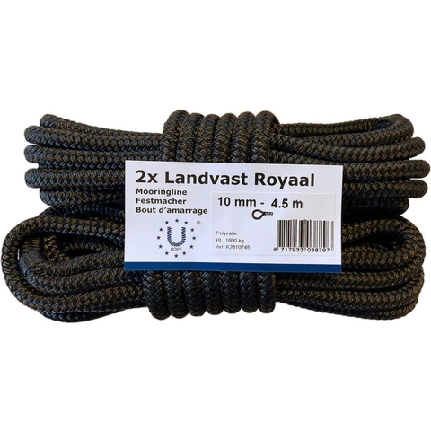 U-Rope Landvast Royaal 10 mm x 4.5 m met 20 cm oogsplits zwart (2 stuks)