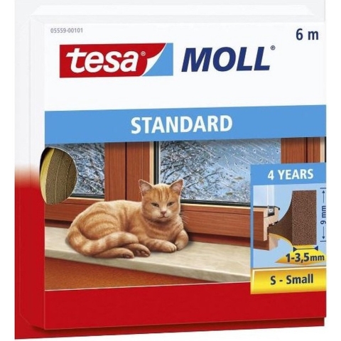 Tesa tochtstrip - 2x - small - bruin - 6 mtr x 15 mm - zelfklevend - huis isolatie - tochtstrook -
