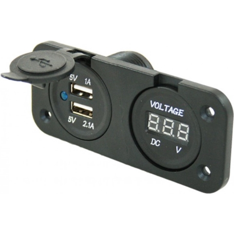 Haba USB-lader + Voltmeter inbouw