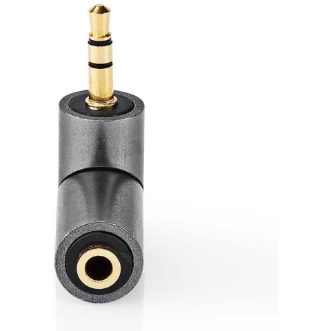 Nedis CATB22975GY Stereo-audioadapter 3,5 Mm Male 3,5 Mm Female Verguld Recht Metaal Goud / Gunmetal-grijs 1 Stuks Cover Window Box
