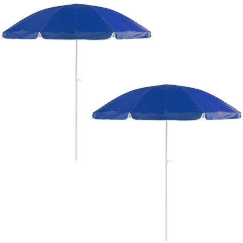 2x Blauwe strand parasols van nylon 200 cm -