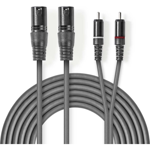 Nedis COTH15210GY30 Xlr-audiokabel 2x Xlr 3-pins Male - 2x Rca Male 3,0 M Grijs
