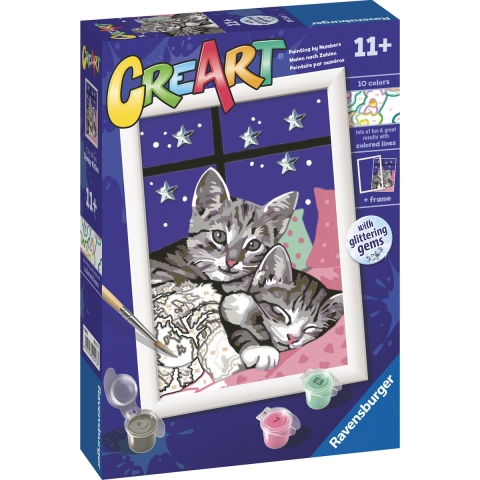 Ravensburger CreArt Schilderen op Nummer Slapende Poezen Glitter