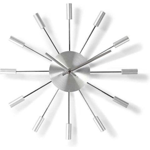 Nedis CLWA004MT34 Ronde Wandklok Diameter 34 Cm Zilver