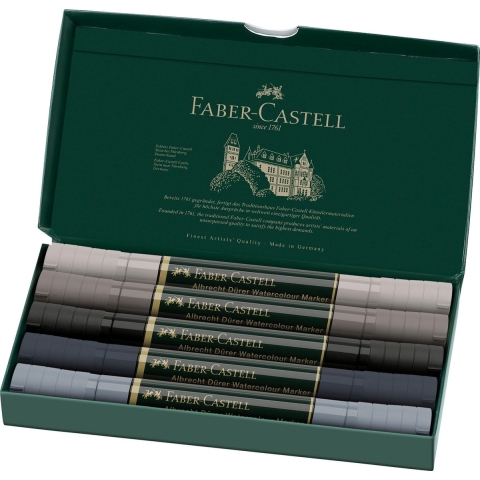 Faber Castell FC-160306 WK25Aquarel Marker FC AlbrechtDürer 5 Stuks Grey Tones