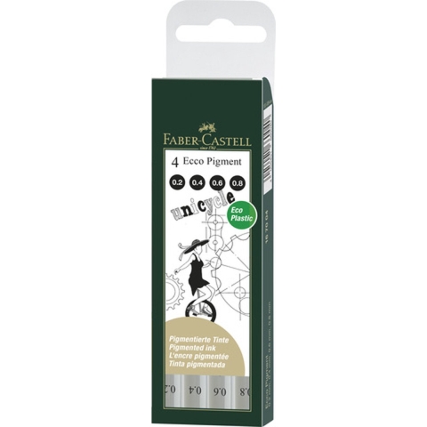 Faber Castell FC-167004 Tekenpen Ecco Pigment 4-delig Etui