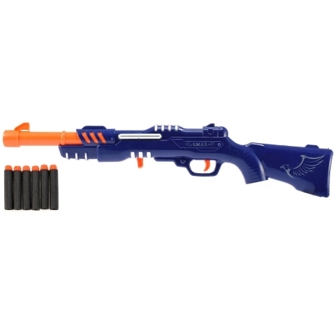 Police Geweer Blauw/Oranje met 6 Foampijlen