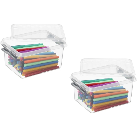 5x stuks sunware q-line opberg box/opbergdoos - 2 liter - 20 x 15 x 10 cm - kunststof - transparant -