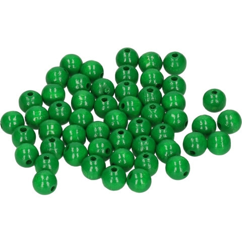 Hobby kralen - hout - D10 mm - 260x stuks - groen - DIY sieraden maken - Kralen rijgen -