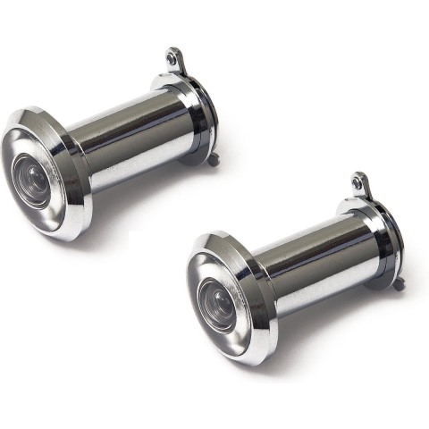 Deurspion - 2x - zilverkleurig - verchroomd - 1,2 cm - messing - 160 graden - deurbeveiliging -