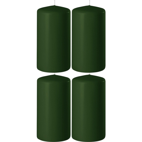 4x Donkergroene cilinderkaarsen/stompkaarsen 6 x 15 cm 58 branduren -