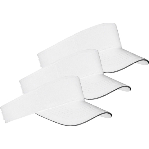Zonneklep Sunvisor petje - 3x - wit - katoen - klittenbandsluiting - voor volwassenen -