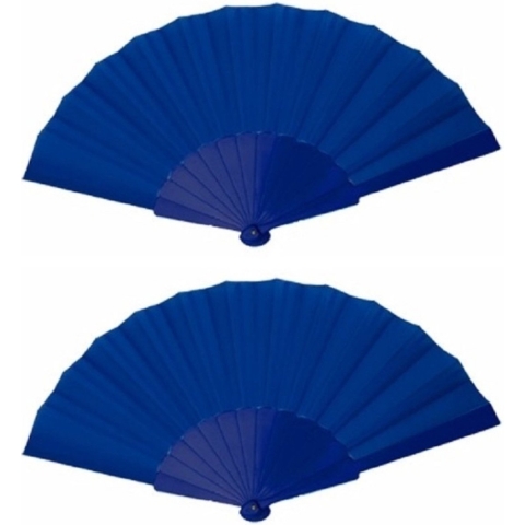 Spaanse Handwaaier - 10x stuks - blauw - 23 x 43 cm - Verkoeling waaiers voor zomerse themperatuur -