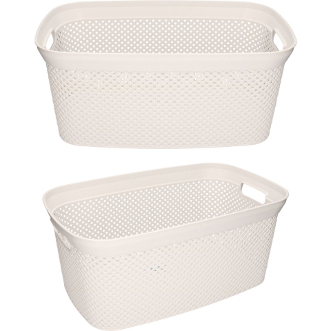 2x Witte wasmanden 35 liter 54 x 34 x 23 cm huishouden -