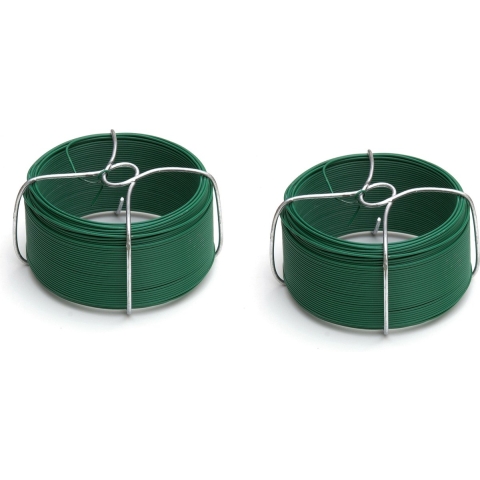Binddraad - 2x - groen - staal - ommanteld - 1,5 mm x 50 m - bloemendraad - groen - wikkeldraad -