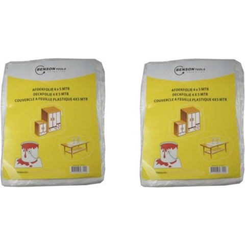 4x stuks afdekfolie / afdekzeilen transparant 4 x 5 m -