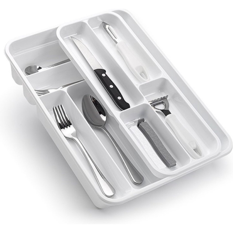 Set van 2x stuks bestekbak/bestekhouders 2 lagen wit -