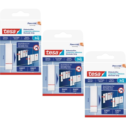 Tesa Powerstrips voor tegels/metaal - 18x stuks - Klusbenodigdheden - Plakstrips/powerstrips -