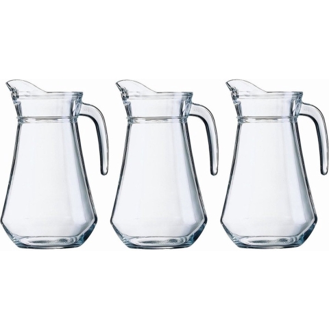 Water karaf - 3x - 1 liter - glas - Sapkan - waterkan - schenkkan - met handvat -