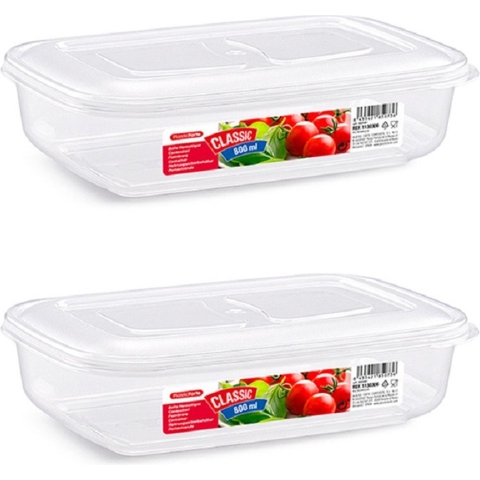 6x diepvries vershoudbakje met stevige deksel 800 ml 20.5 x 14 x 5 cm -