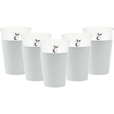 Feestbekers met hoesjes - 40x - zilvergrijs - papier - 250ml -