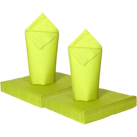 Feest servetten - 100x - limegroen - 2 laags - 33x33cm -