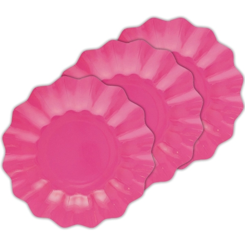 Feestbordjes met schulprand - 40x - fuchsia roze - rond - karton - 27cm -