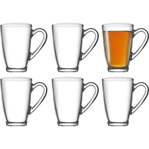 Pasabahce Koffie/thee glazen Jasmin - set 6x stuks - transparant glas - 330 ml -