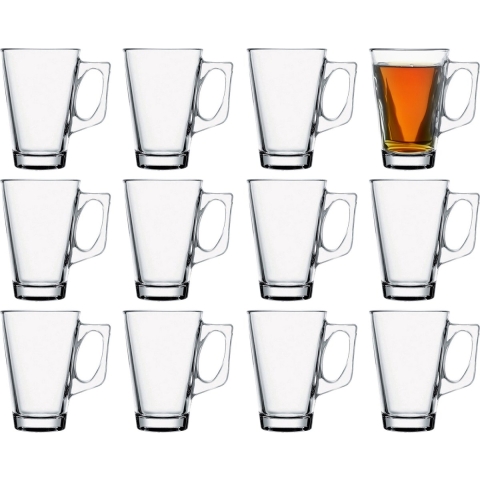 Pasabahce Koffie/thee glazen Ceylon - set 12x stuks - transparant glas - 250 ml -