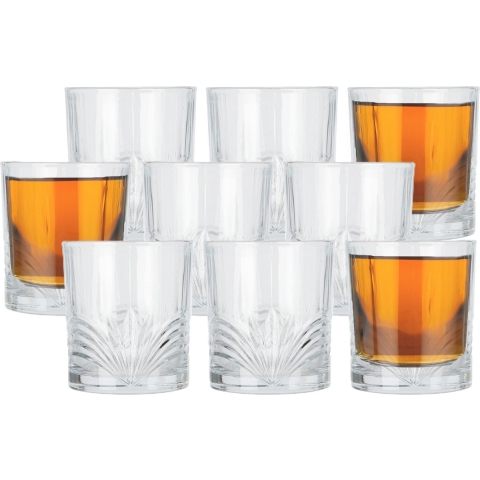 Drinkglazen Palm Springs - 9x - helder transparant - glas - 230 ml - met glas decoraties -
